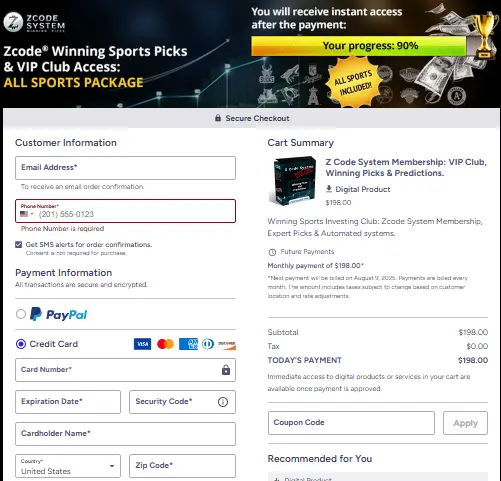 ZCode System - Secure Checkout Page